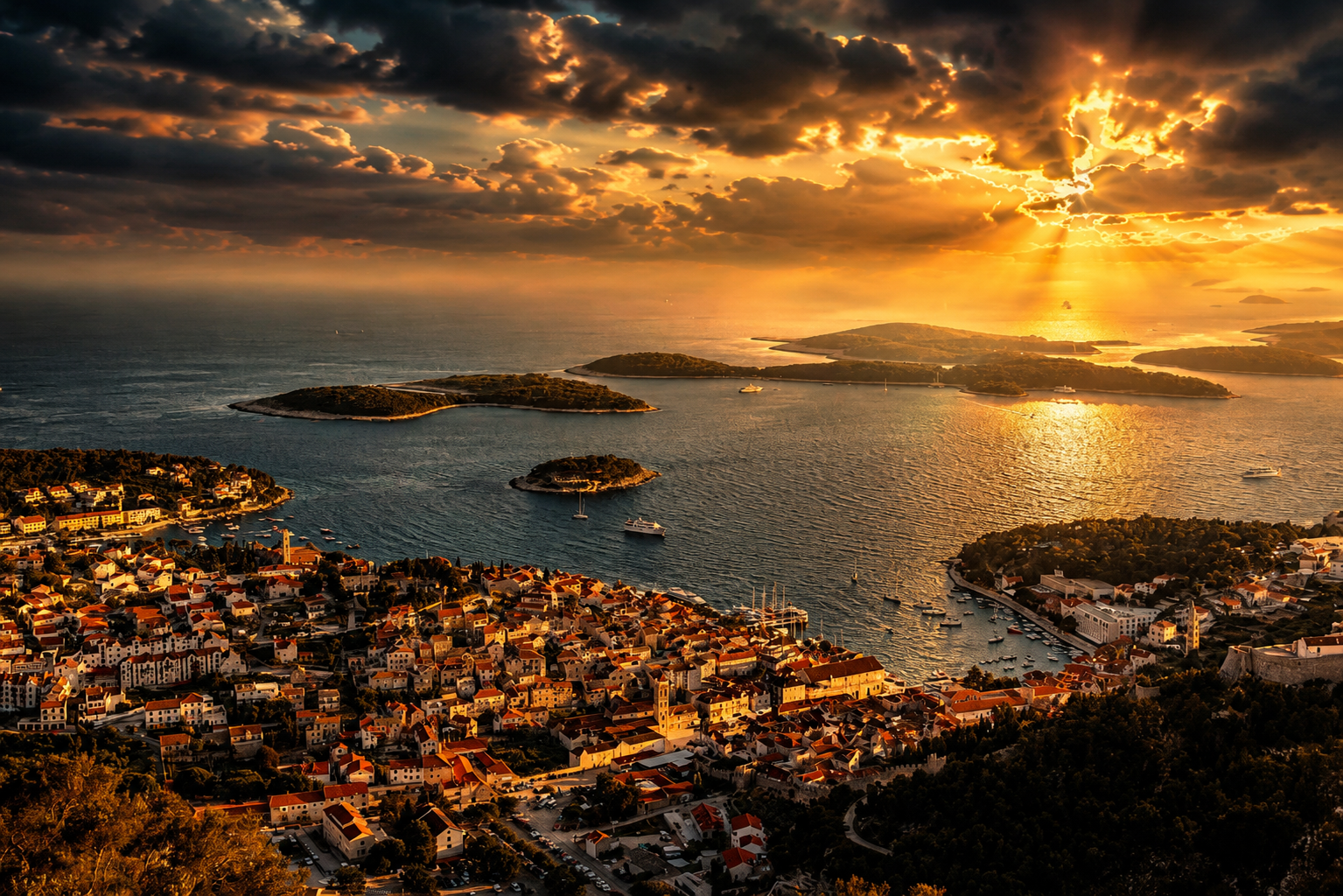 Hvar town at golden hour